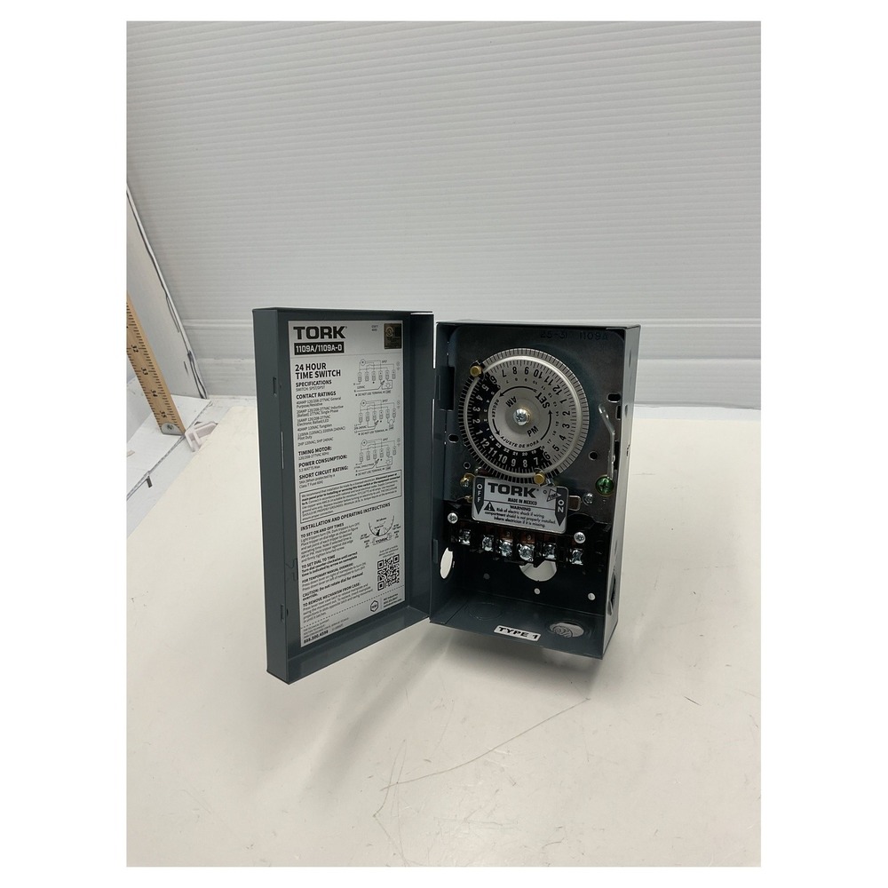 Tork 1109A 24 Hour Mechanical‎ Time Switch 40A 120V-277V SPST/DPST Type 1